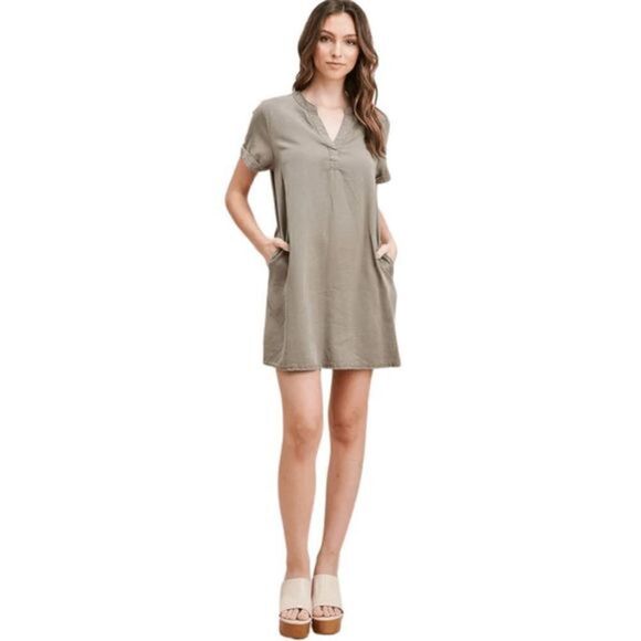 EUC Thread and Supply Lucy Boho Shift Sage Green Dress - Picture 3 of 10